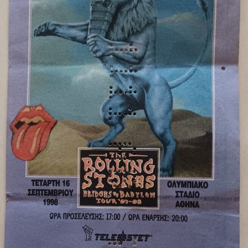 Rolling Stones concert ticket Bridges to Babylon Tour 1998, like new