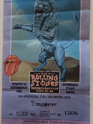Rolling Stones concert ticket Bridges to Babylon Tour 1998, like new