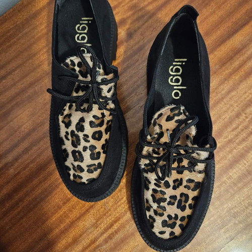 Ligglo lace-up shoes new with leopard animal print, size 37