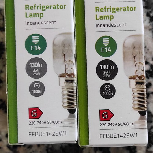 Refrigerator lamp E14 25W pack of 2, new