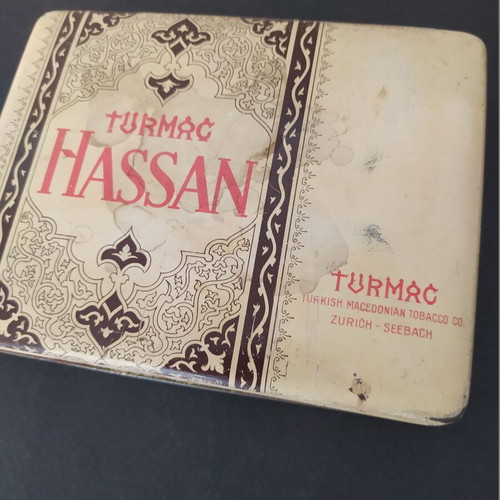 Turmac Hassan tin cigarette box 1920s