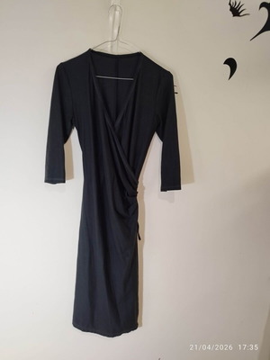 Long black wrap cotton dress like new