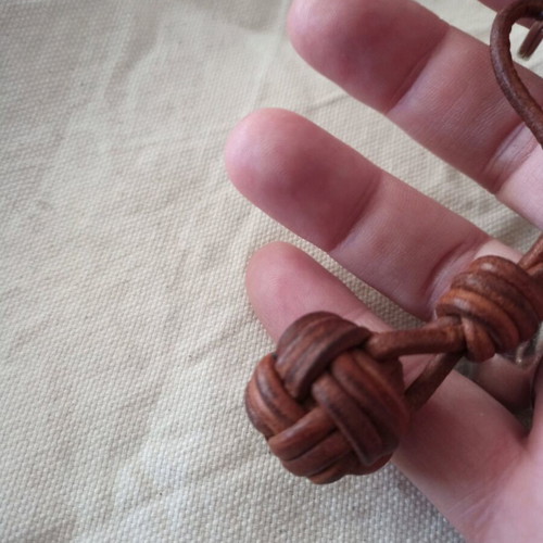 Leather monkey fist brown new