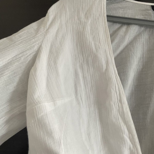 Nadia Rapti shirt medium, like new, white with tie and wide sleeves