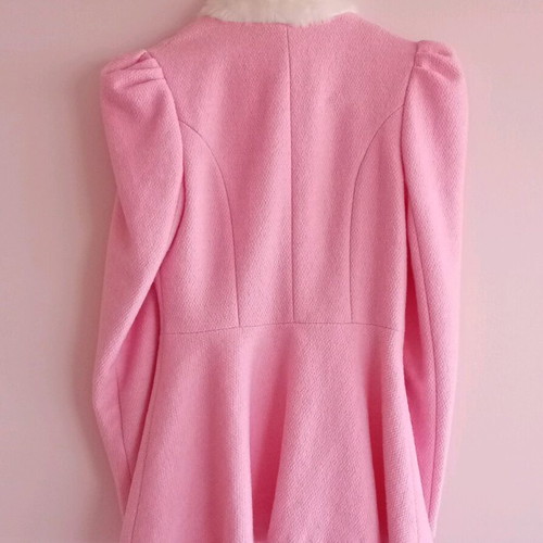Pink coat with detachable fur sleeves like new