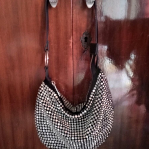 Zara black shoulder bag with studs and strass like new