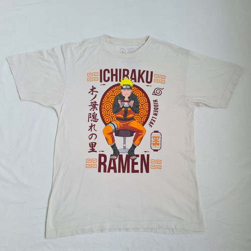 Naruto Ichiraku Ramen men's anime manga t-shirt size L like new, beige