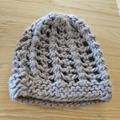 Knitted Women's Hat with Openings like new, size S, gray-pink