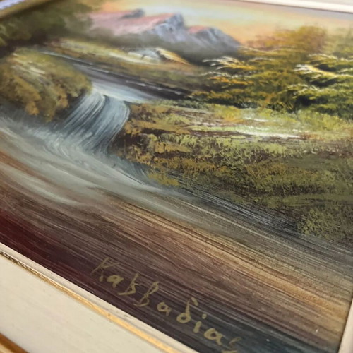 Signed Landscape Painting with Large Frame like new
