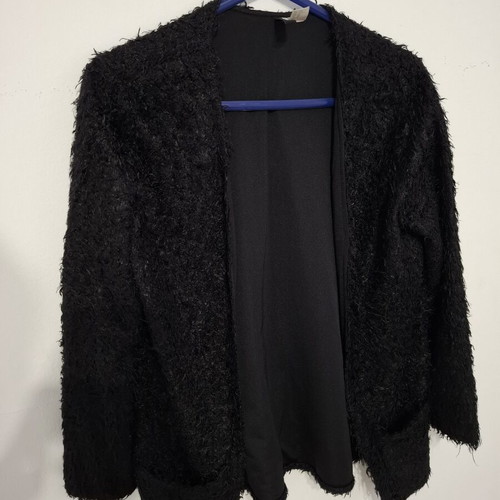 Black cardigan with fur size XS like new with pockets