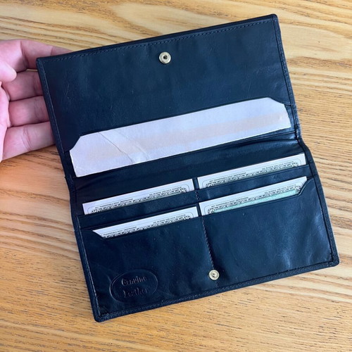 Vintage black leather wallet, genuine leather