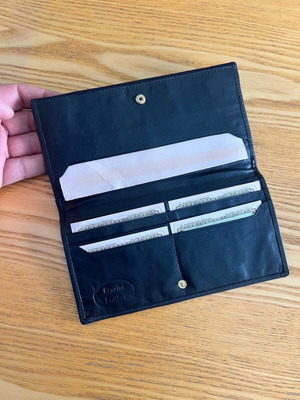 Vintage black leather wallet, genuine leather