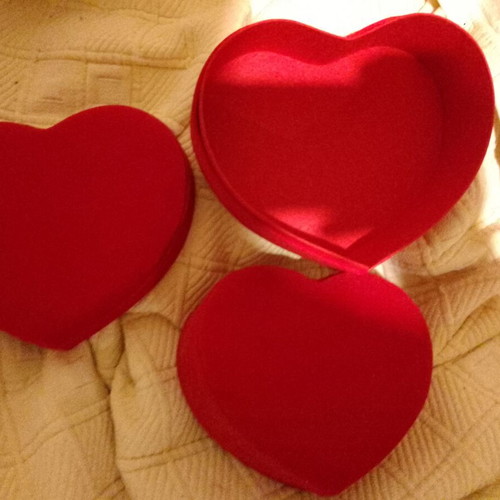 Velvet heart gift boxes new, set of 2 pieces