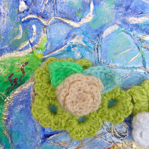 Painting 20x20cm with crochet new