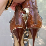 11cm denim & croco sandals, size 39, like new, with studs
