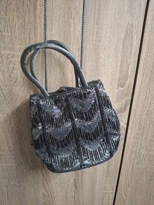 Vintage authentic Menbur beaded evening handbag like new, black-gray