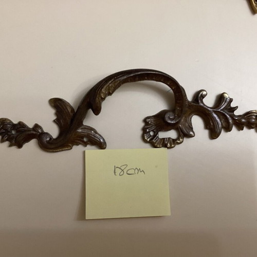 Vintage brass furniture handles set of 4 used, Italy Bologna