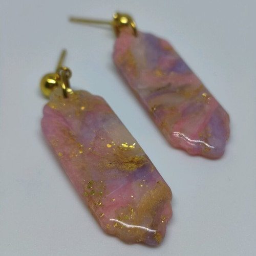 Small hanging earrings new with pink marble effect