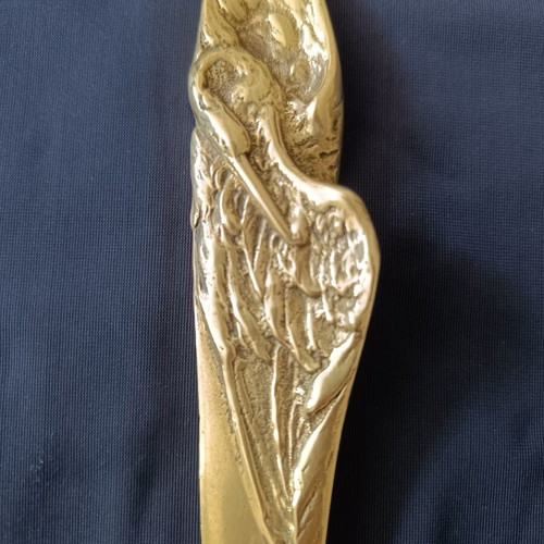 Art Nouveau brass letter opener with heron design like new