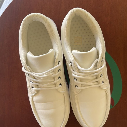 White Platform Moc-Toe Casual Sneakers, size 42