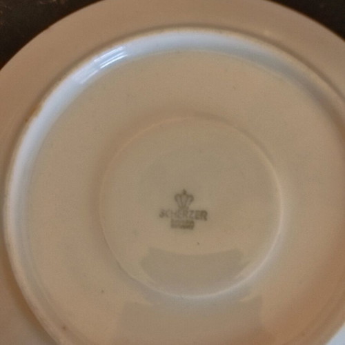 Vintage tea set cup and saucer used, CMIELOW Porcelain and Scherzer Bavaria