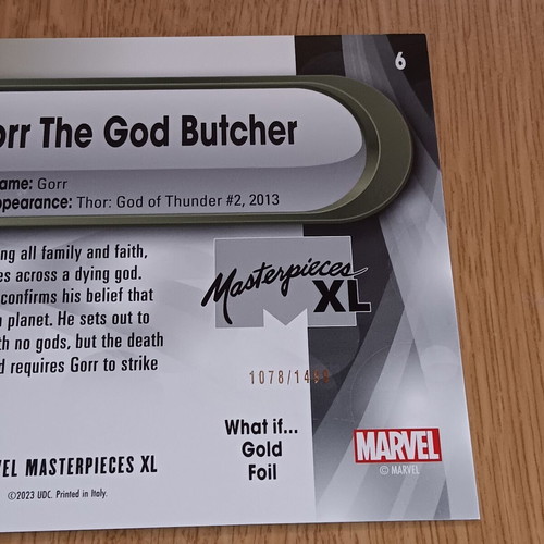 Marvel Masterpieces XL What If Gold Foil #6 Gorr The God Butcher card like new