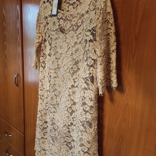 Mario Fresh dress new beige lace with 3/4 sleeves