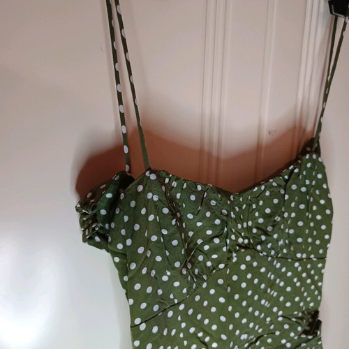 Zara Polka Dot Dress New, Green, Size XS