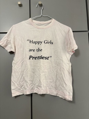 Γυναικείο T-shirt "Happy Girls Are The Prettiest" one size, σαν καινούργιο, ροζ και μαύρο
