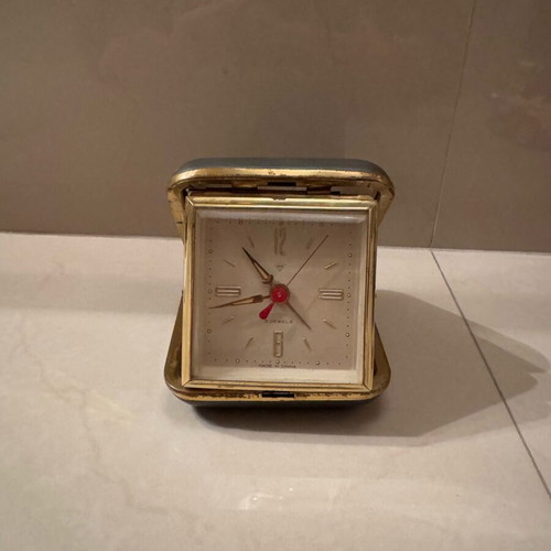 Vintage Shanghai mechanical travel alarm clock used