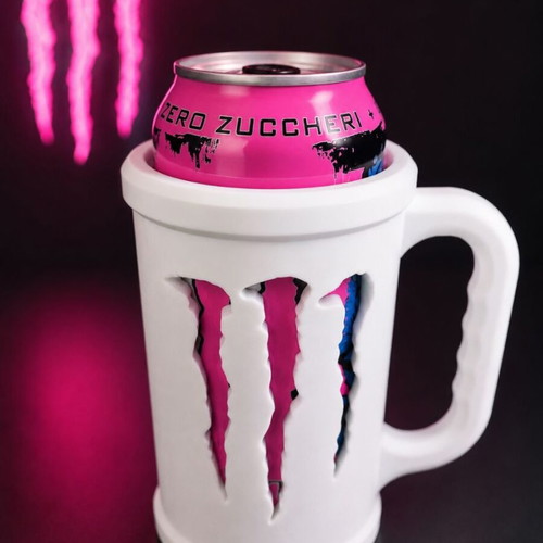 3D Printed Cup Holder for Monster Energy Cans with Ergonomic Handle