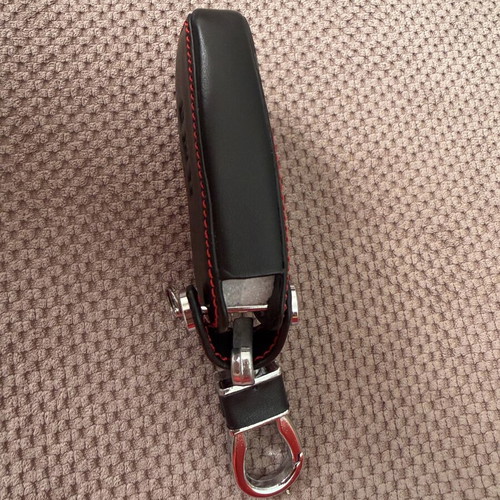 BMW leather key case with metal clip, new