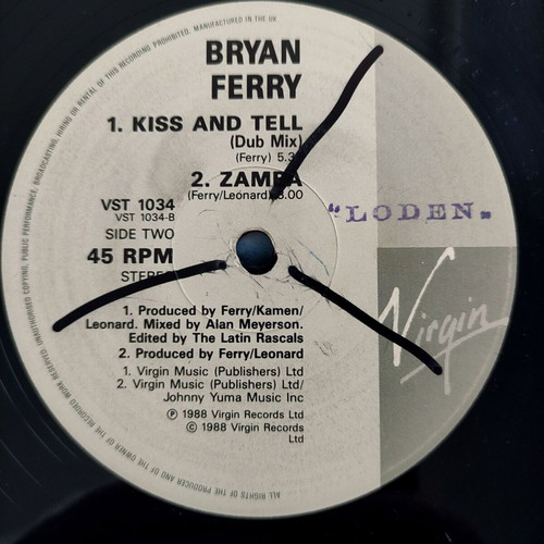 Bryan Ferry Kiss And Tell 12'' Maxi Single used, electronic