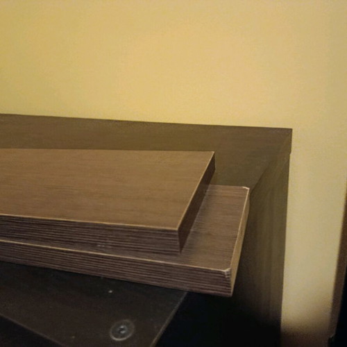 Shelves dark brown with light grain, like new, set of two