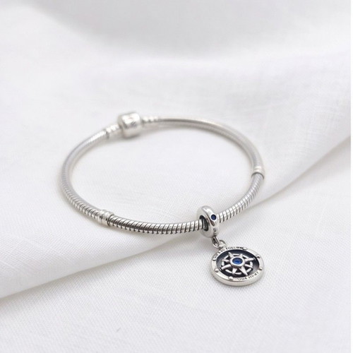 Pandora Rotating Compass Charm S925 New, Blue and Silver