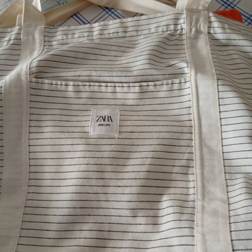 Zara white cotton shoulder bag, 60x45 cm, unused
