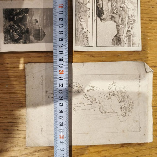 Engravings set of 3 used