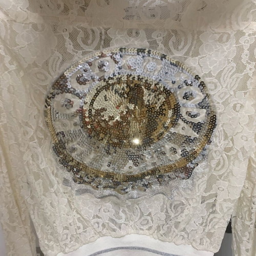 Lace jacket Rococo like new, white with rhinestones