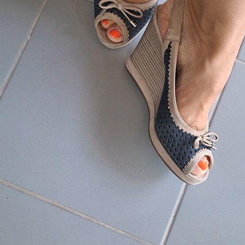 Geox platforms used, blue with beige, size 38