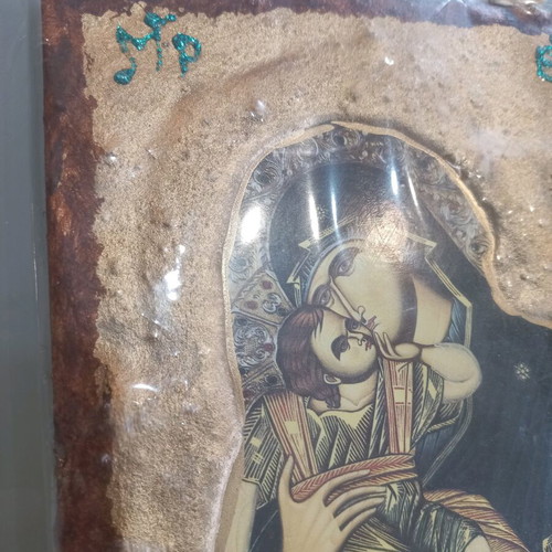 Virgin Mary icon handmade new with golden porporina 19x14