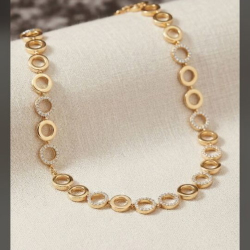 Gold Steel Necklace like new, stainless steel with strass