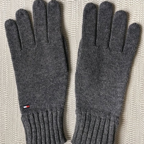Tommy Hilfiger knitted gloves new, grey, men's