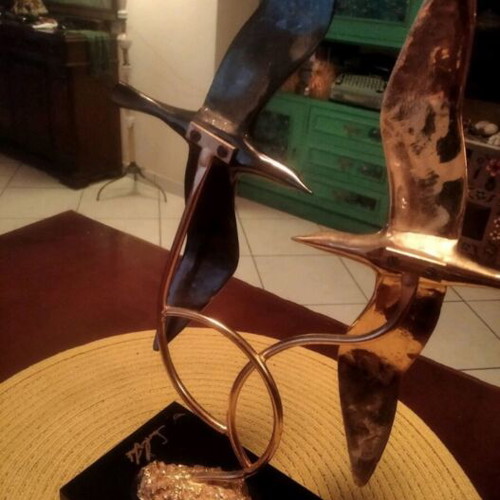 Vintage bronze sculpture "Seagulls in Flight" Mid-Century Modern, like new