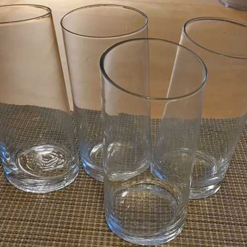 Glasses set of four large like new, handmade, unique design