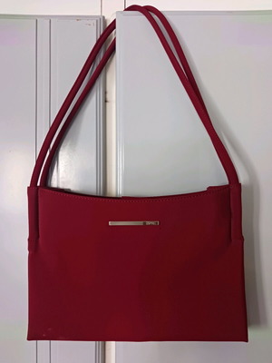 Esprit handbag used, burgundy fabric with three compartments