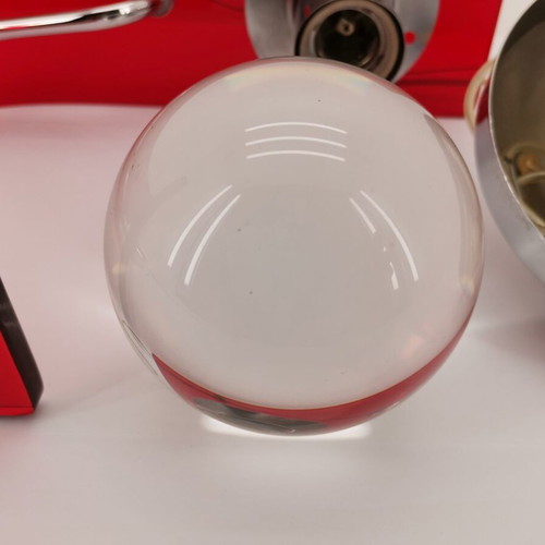 Italian ceiling light used, glass and nickel
