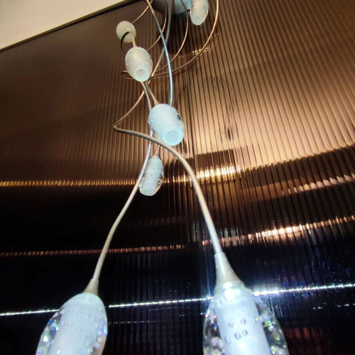 Medousa ceiling light like new, 7-light chrome with glass ends