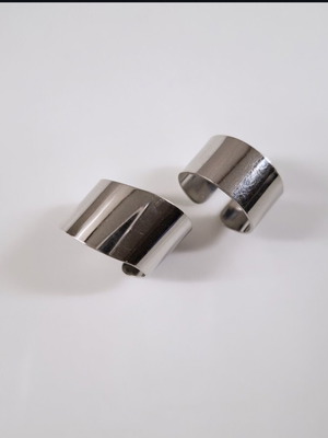 Set of 2 adjustable silver steel rings