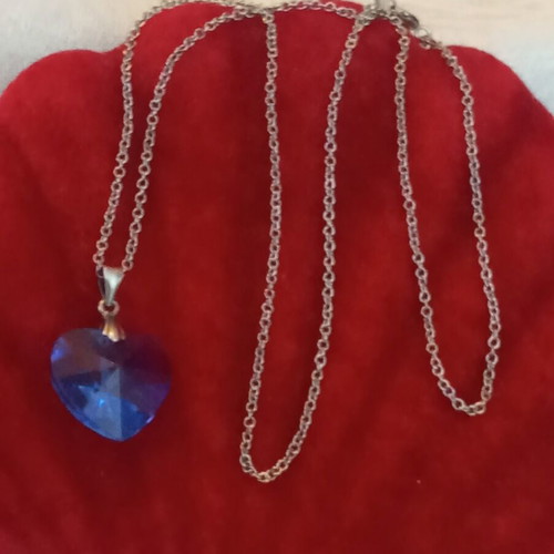 Silver 925 necklace with blue heart zircon stone