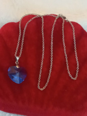 Silver 925 necklace with blue heart zircon stone